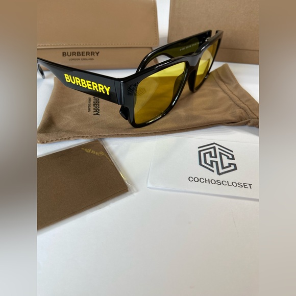 BURBERRY KNIGHT BE4358 Yellow Lens Oversized Men Sunglasses yellow lenses - Picture 10 of 14